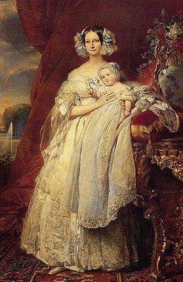 Franz Xaver Winterhalter Portrait of Helena of Mecklemburg-Schwerin, Duchess of Orleans with her son the Count of Paris